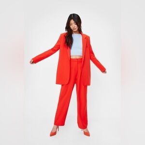 Nasty Gal Red High Waisted Straight Leg Tailored Pants - US 6